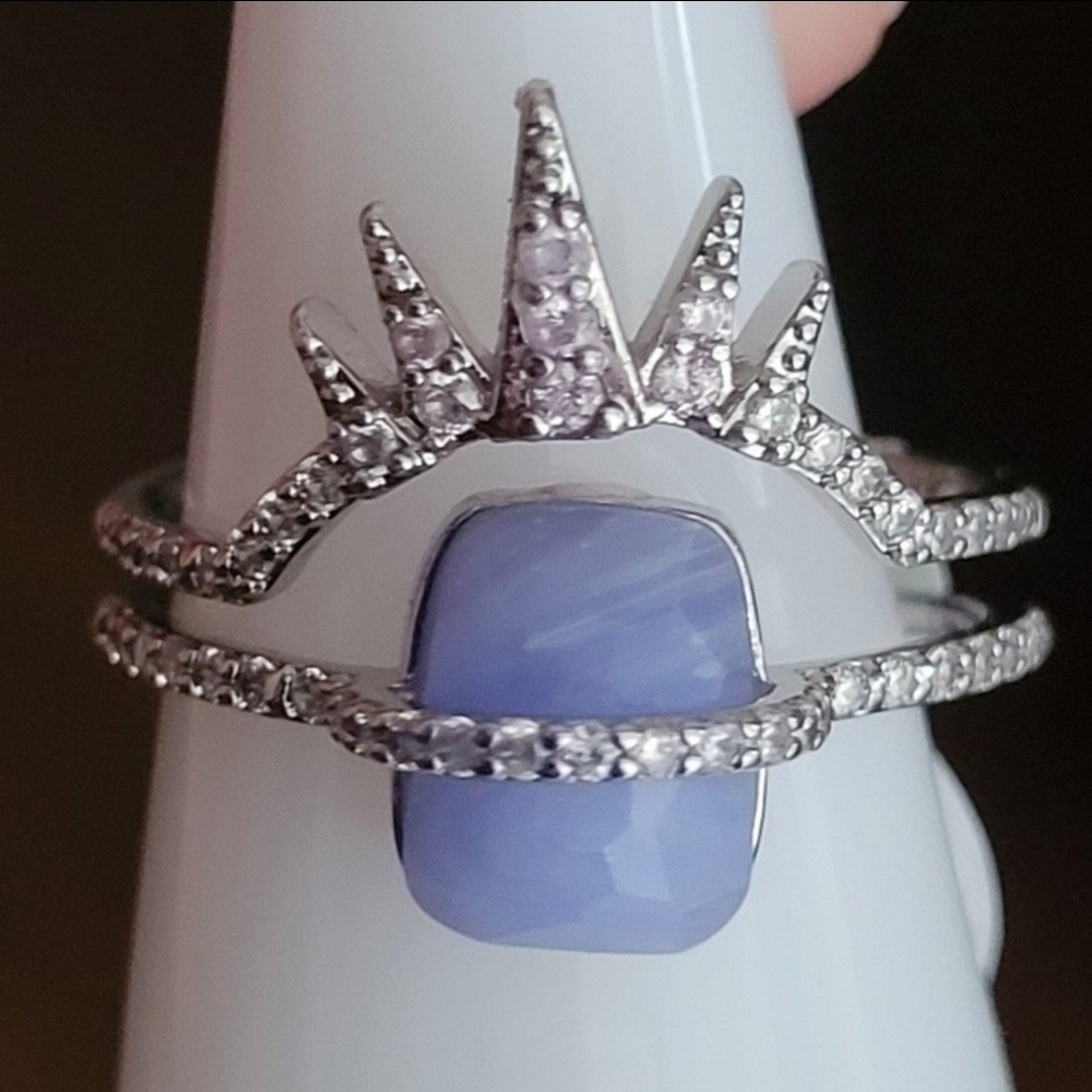 NEW! Iceland dreams ice queen blue lace agate ring sz 10